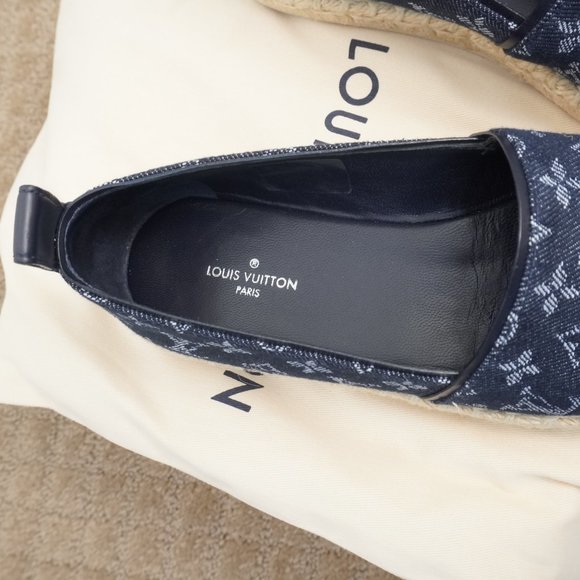 Louis Vuitton - Waterfall Flat Espadrilles - Blue Monogram Denim - Size 35 - Picture 7 of 11